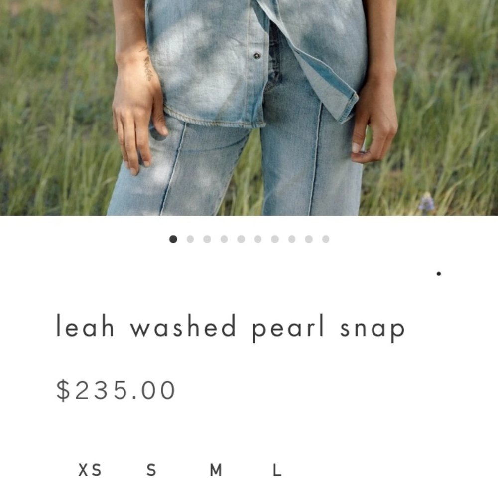 Imogene + Willie Leah Washed Pearl Snap Shirt Denim Small